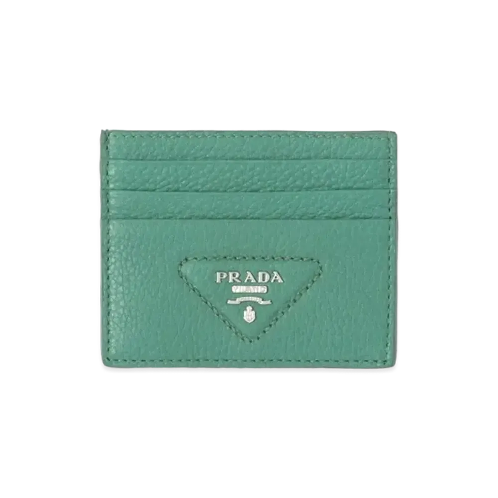 PRADA Leather Card Holder "Sage Green"