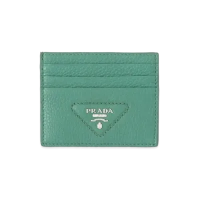 PRADA Leather Card Holder "Sage Green"