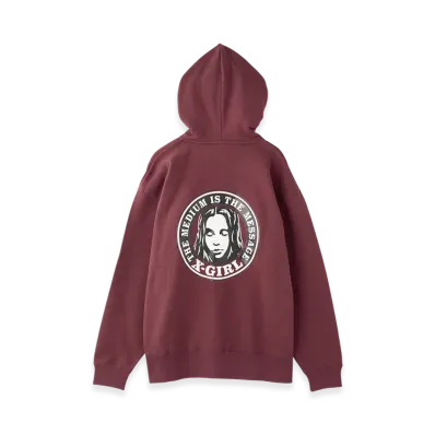 X-Girl Circle Logo And Face Zip Up Sweat Hoodie "Burgundy"