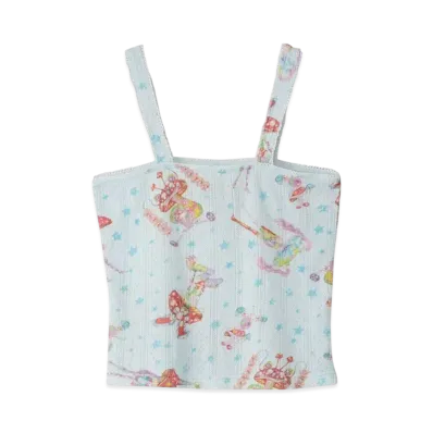 HYSTERIC GLAMOUR Emma/Mushroom Punk Band Pattern Camisole "Blue"