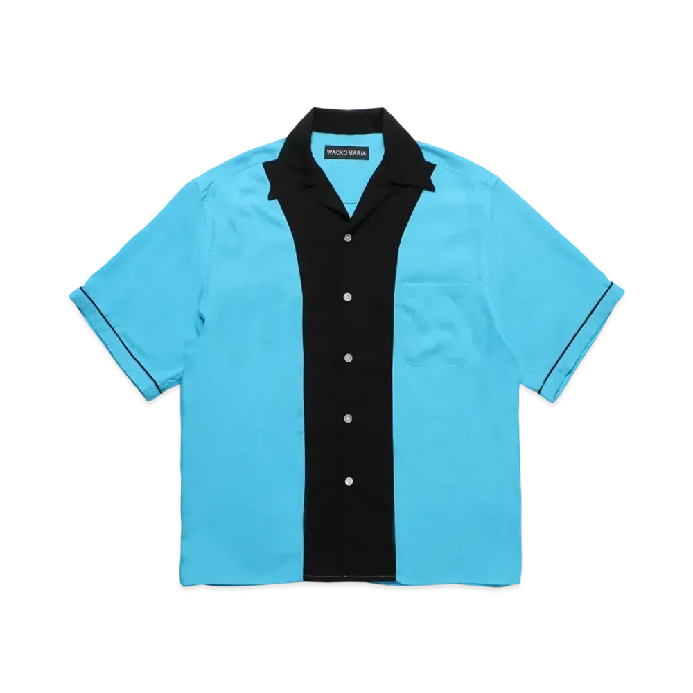 WACKO MARIA Switching 50's Open Collar Shirt "Blue"