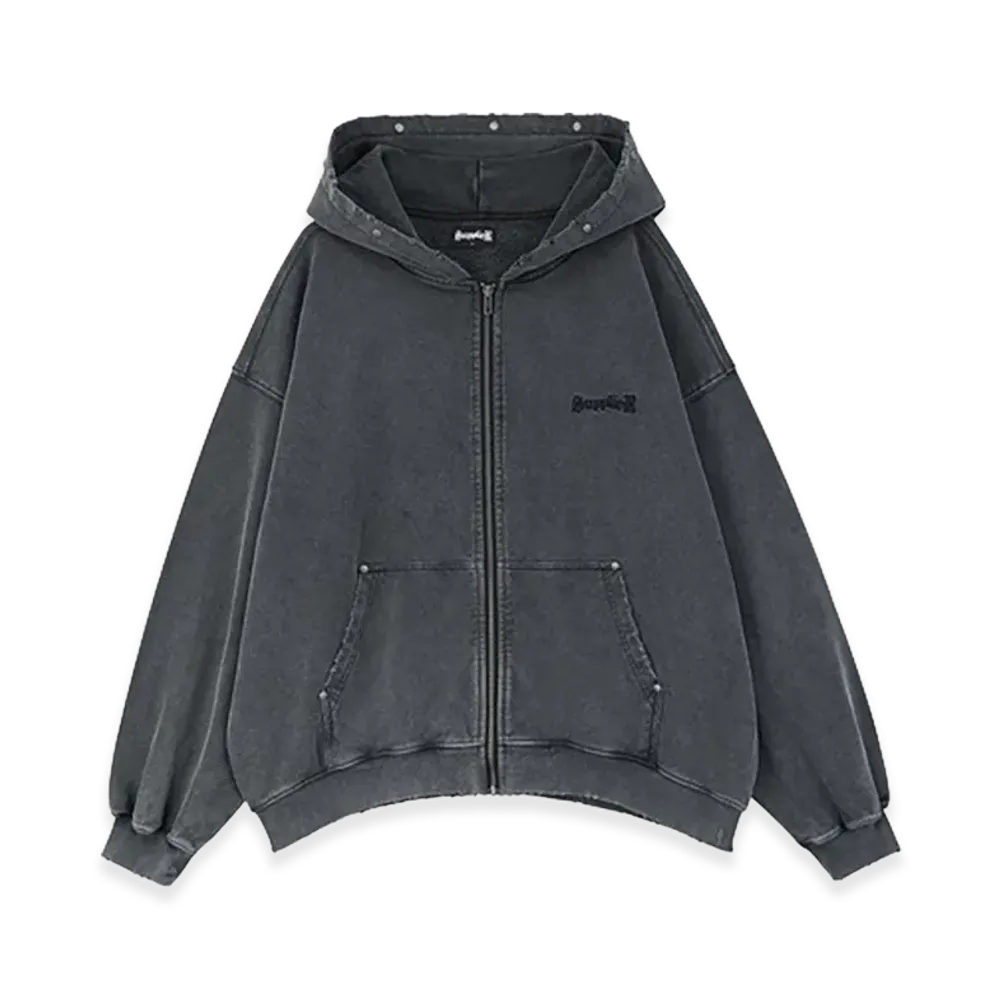 SUPPLIER Studs Cross Patch Zip Hoodie "Black"