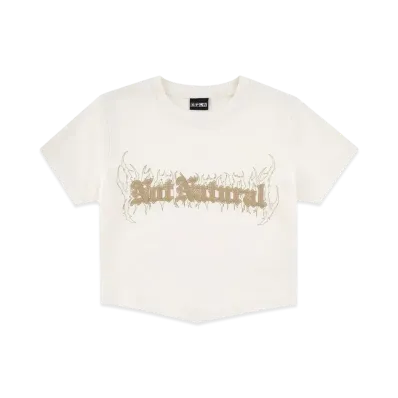 SPLR NOT NATURAL Cropped T-Shirt "Off White"
