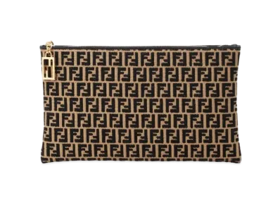 FENDI Jacquard Clutch Bag "Brown"