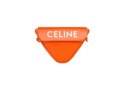 CELINE Triangle Bag In Smooth Calfskin With Celine Print "Fluo Orange"
