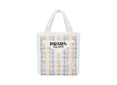 PRADA Raffia x Wood Tote Bag "White"