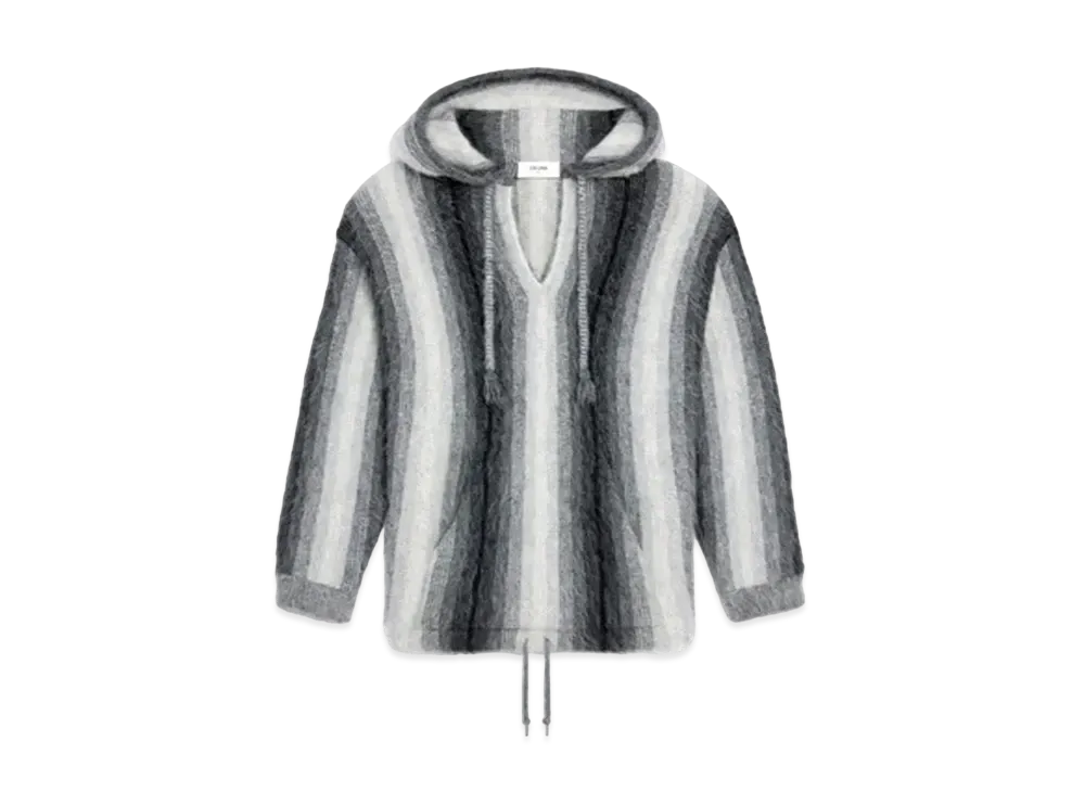 CELINE Oversized Baja Pullover / Striped Alpaca Wool "Gray"