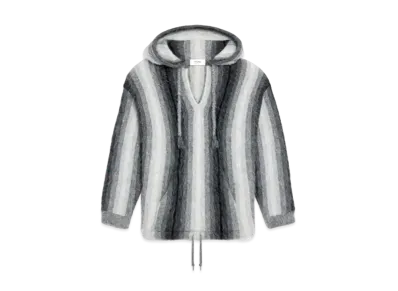 CELINE Oversized Baja Pullover / Striped Alpaca Wool "Gray"
