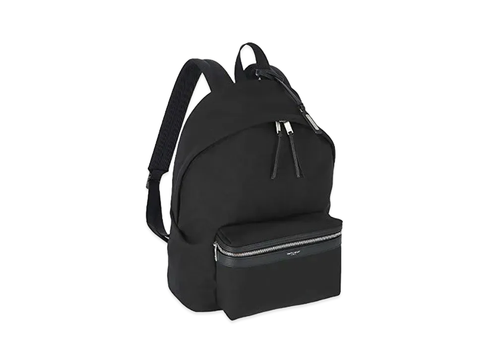 SAINT LAURENT City Backpack In Nylon Canvas And Leather "Black"