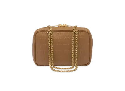 MIU MIU Logo-Embossed Leather Top-Handle Bag "Caramel"