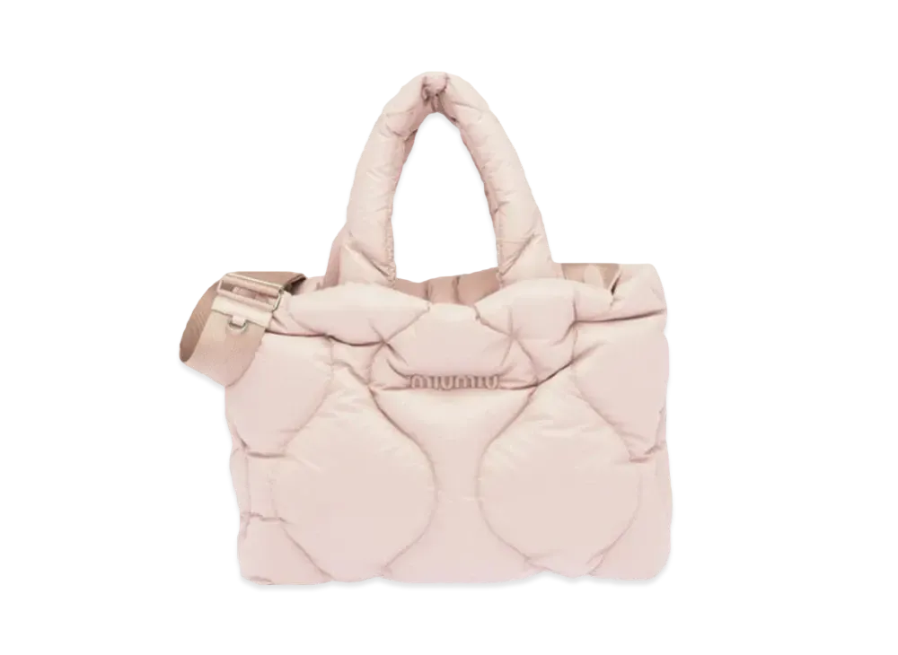 MIU MIU Kirting Nylon Tote Bag "Pale Pink"