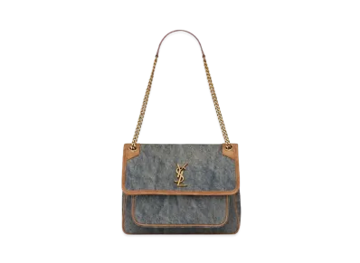 Saint Laurent Niki Medium In Denim And Smooth Leather "Rodeo Blue"