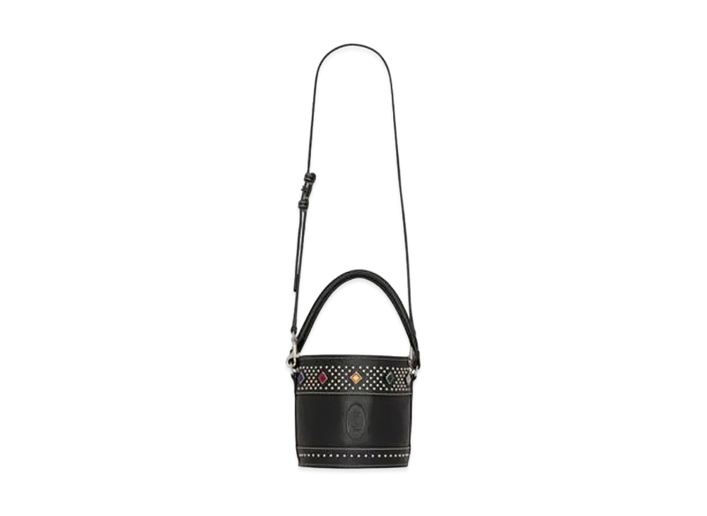 SAINT LAURENT Bahia Small Bucket Bag In Smooth Leather With Studs "Black"