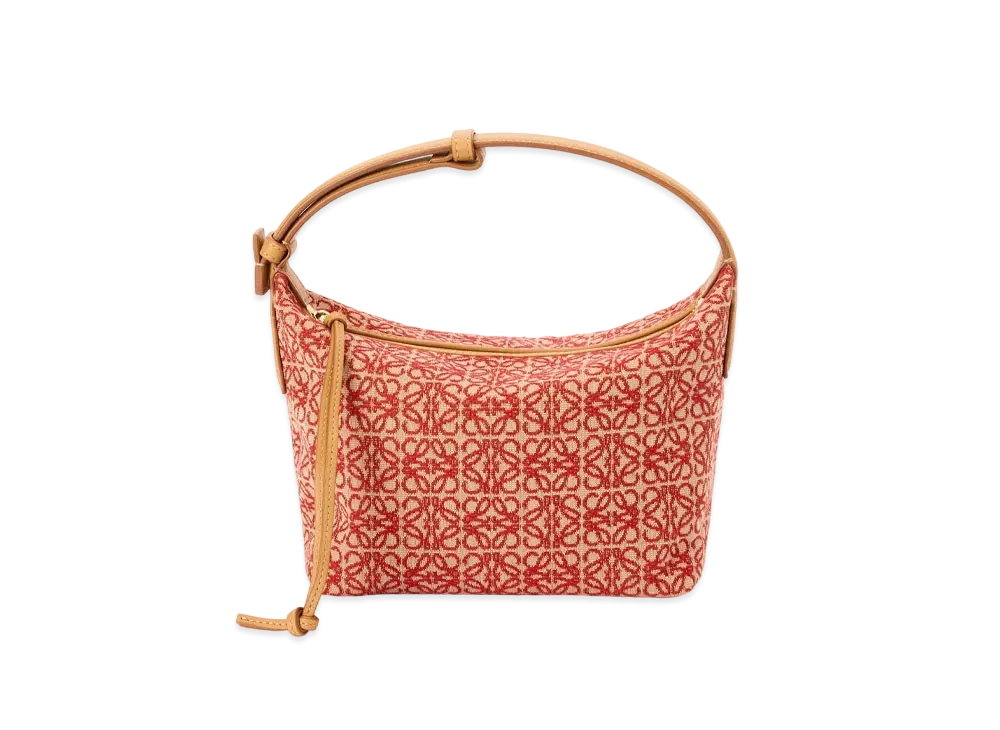LOEWE Small Cubi Bag In Anagram Jacquard And Calfskin "Red/Warm Desert"