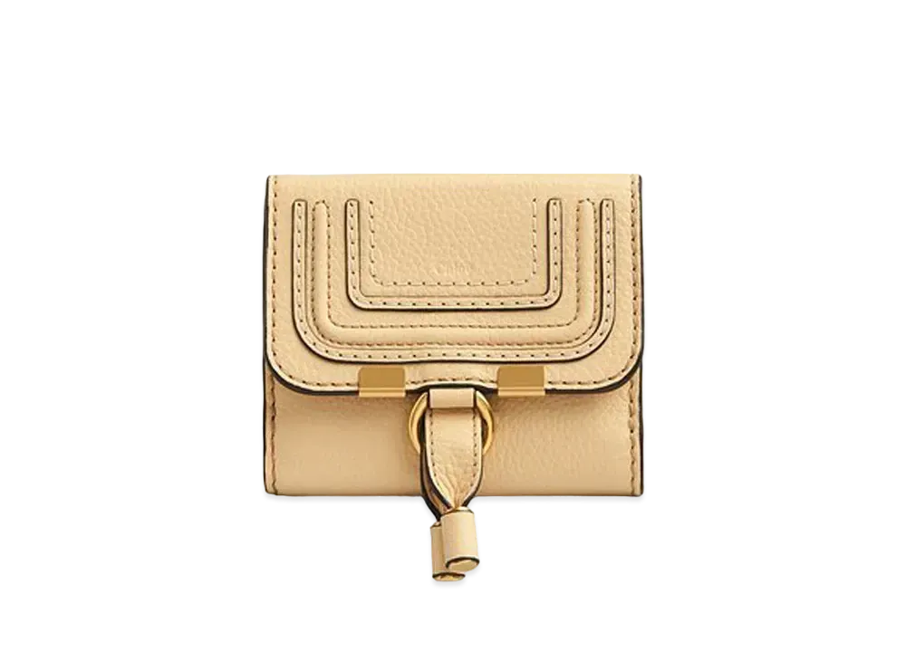 Chloe Women's Marcie Square Wallet For In Small Grain Calfskin "Wooden Beige"