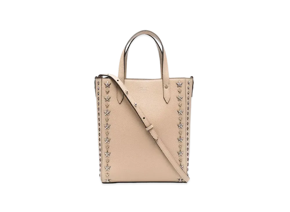 JIMMY CHOO PEGASI N/S Soft Grainy Calf Leather Tote Bag With Star Studs "Barley"