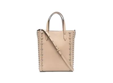 JIMMY CHOO PEGASI N/S Soft Grainy Calf Leather Tote Bag With Star Studs "Barley"
