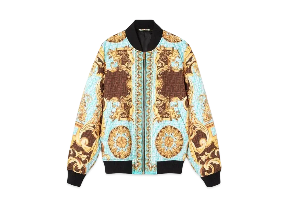 FENDI x Versace Fendace Gold Baroque Quilted Jacket "Blue"