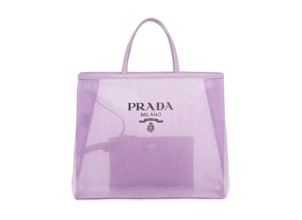 PRADA Sequined Mesh Tote Bag "Light Pail Purple"