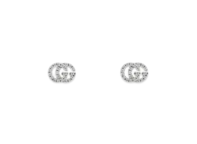GUCCI Double G Studs Earrings With Diamonds