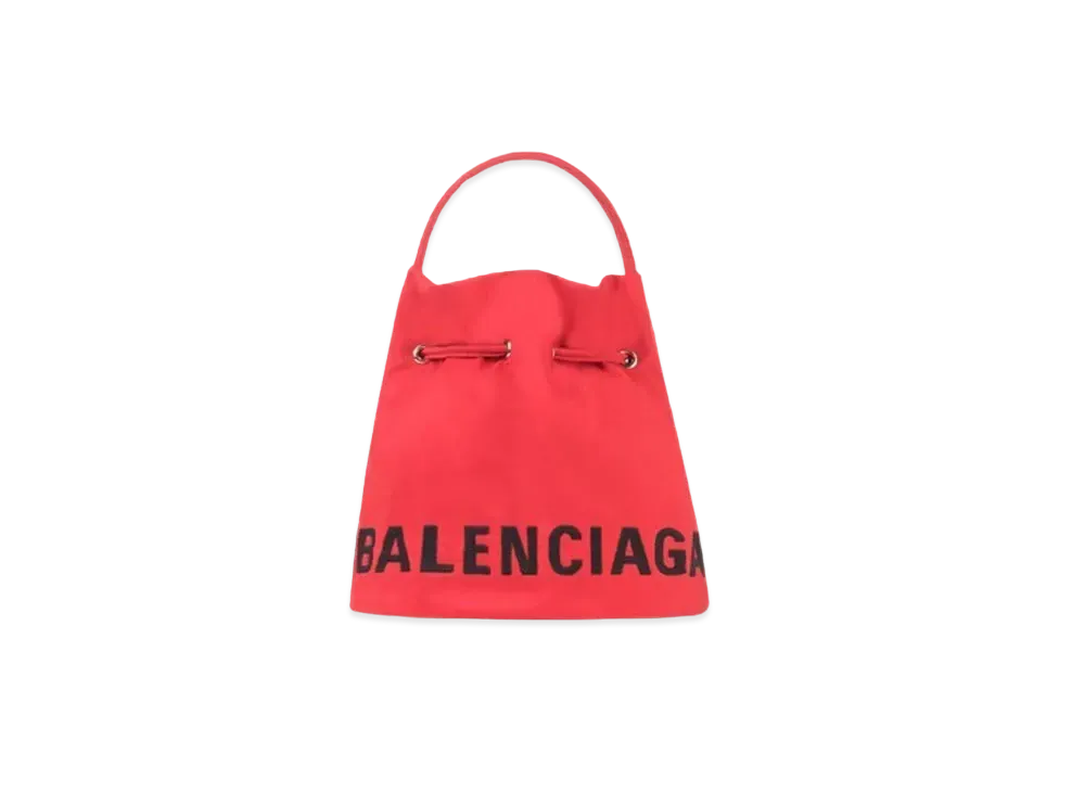BALENCIAGA Women's Wheel XS Drawstring Bucket "Red/Black"