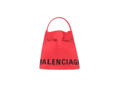 BALENCIAGA Women's Wheel XS Drawstring Bucket "Red/Black"