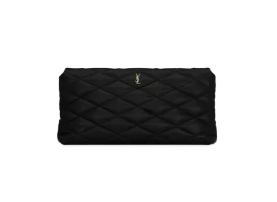 SAINT LAURENT Sade Puffer Envelope Clutch In Lambskin "Black"