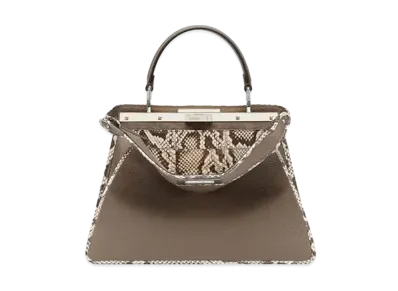 FENDI Peekaboo Iseeu Medium Full Grain Leather And Elaphe Bag "Gray"