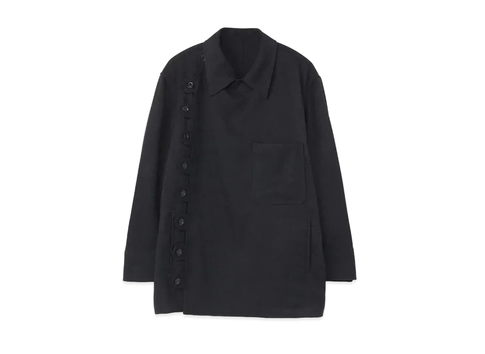 Yohji Yamamoto Y's WOOLY KERSEY STRETCH SHIRT BLOUSON "Black"
