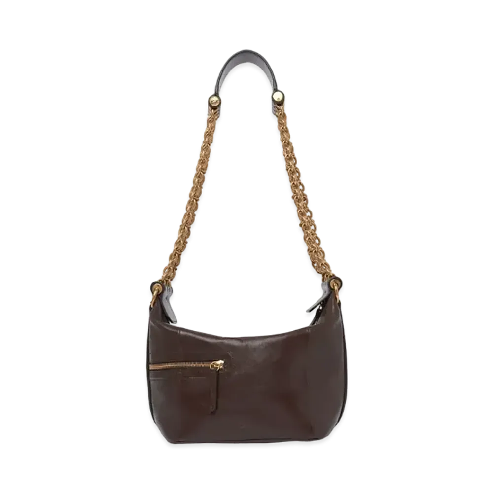 Chloe Camera Chain Bag In Shiny Leather "Kohl Brown"