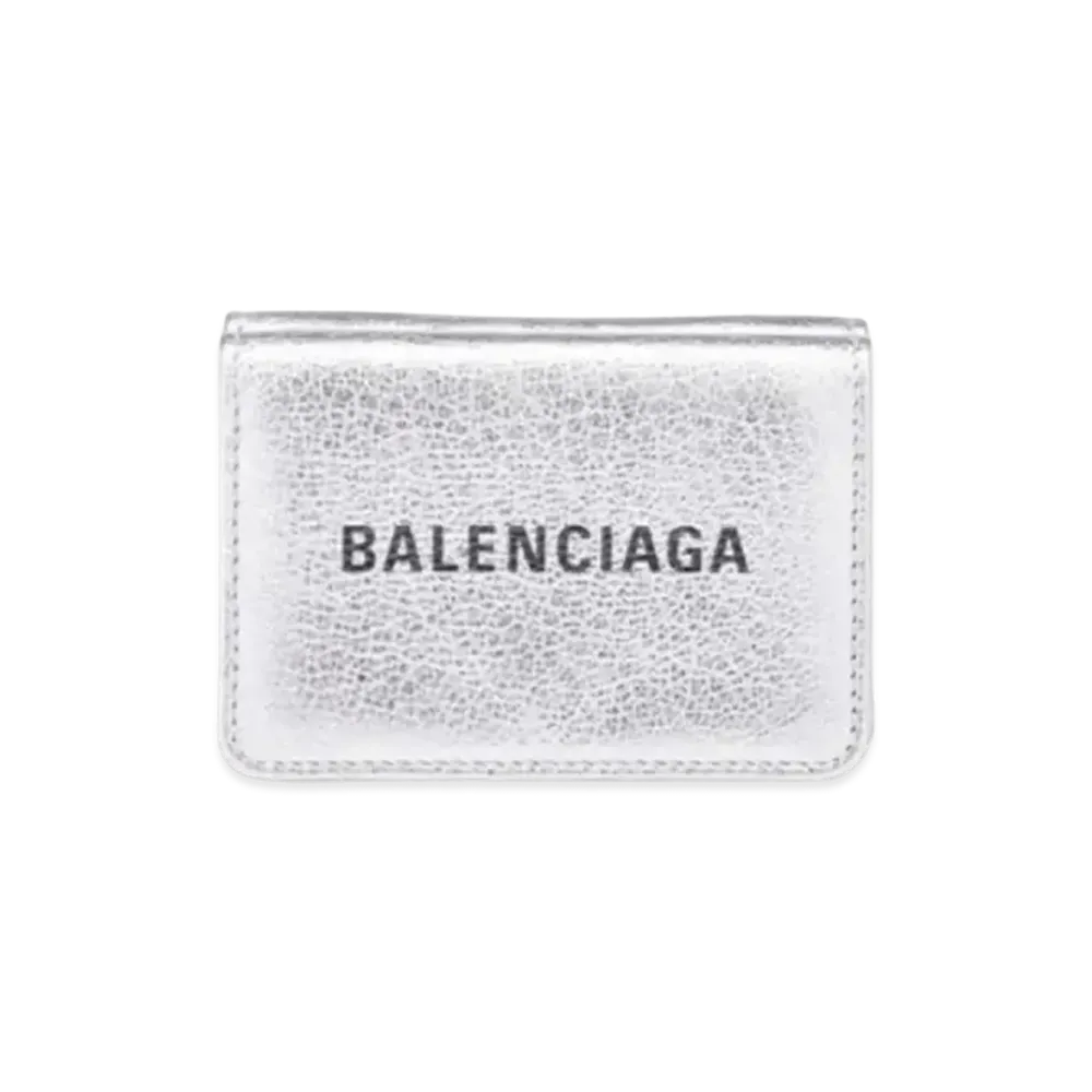 BALENCIAGA Everyday Metallic Gloss Daily Mini Wallet "Silver/Black"