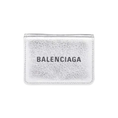BALENCIAGA Everyday Metallic Gloss Daily Mini Wallet "Silver/Black"