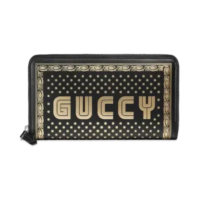 GUCCI Guccy Zip Around Wallet "Black/Gold"