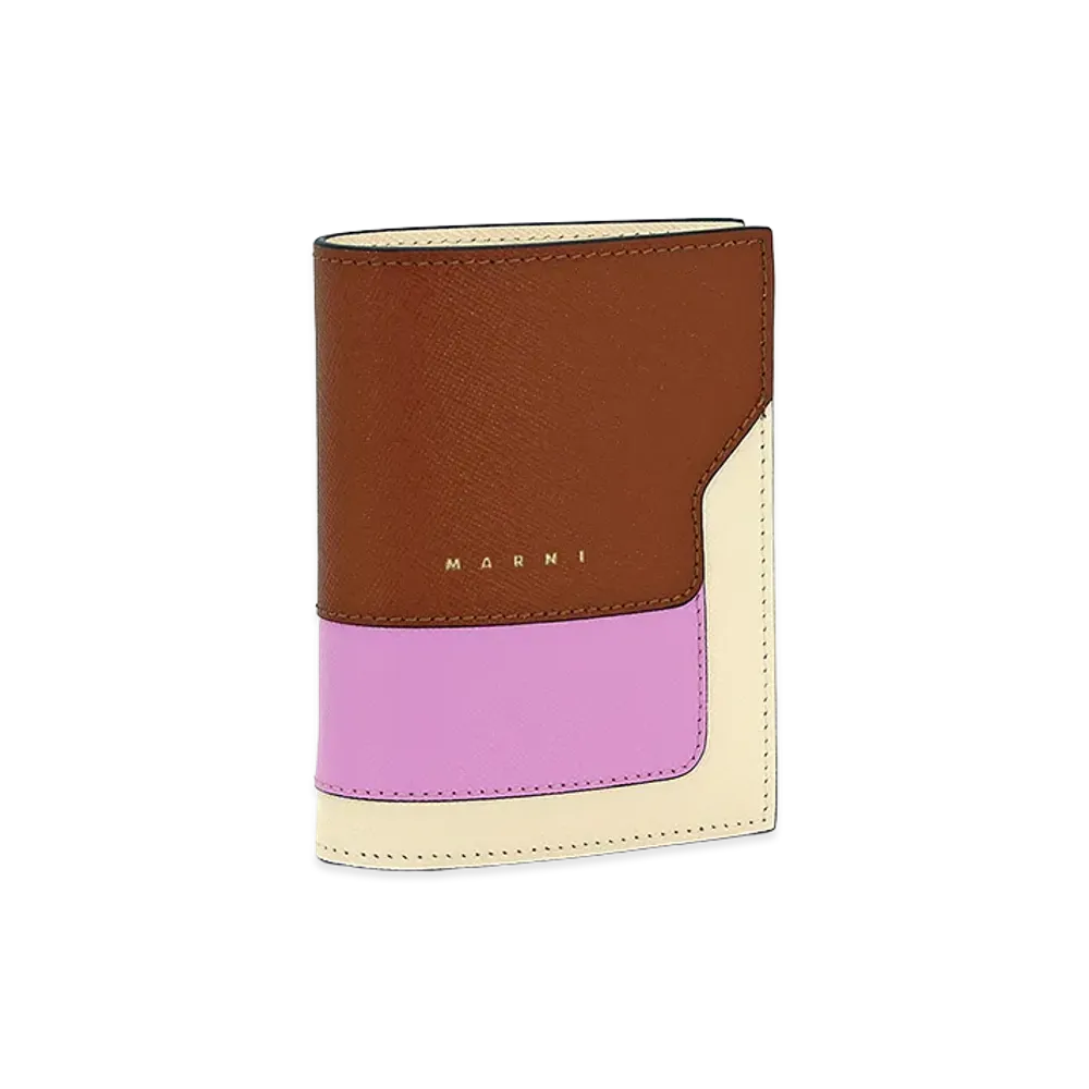 MARNI Women's Bi-Fold Wallet "Mocha/Pink/Cream"