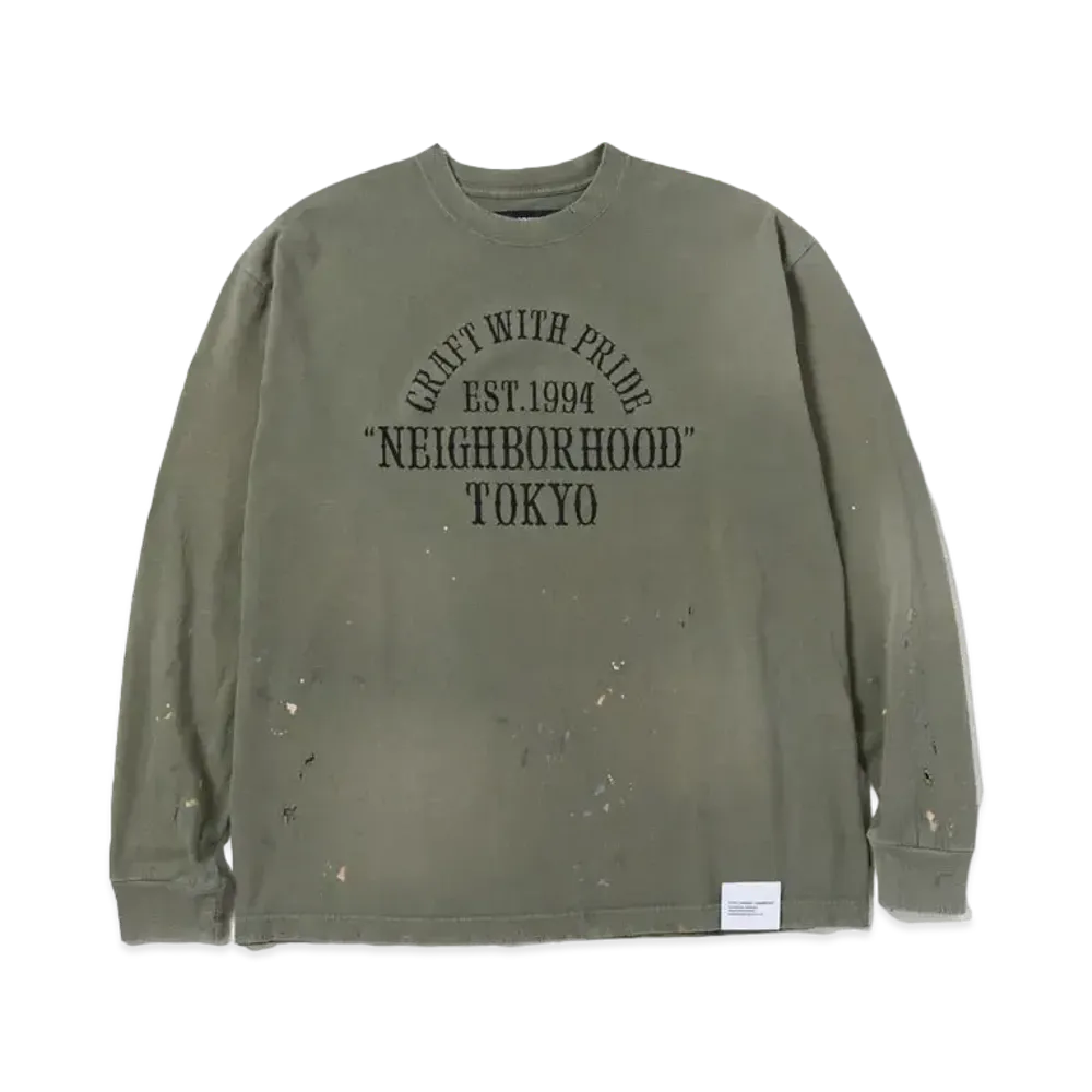 NEIGHBORHOOD Damage Crewneck LS "Olive Drab"