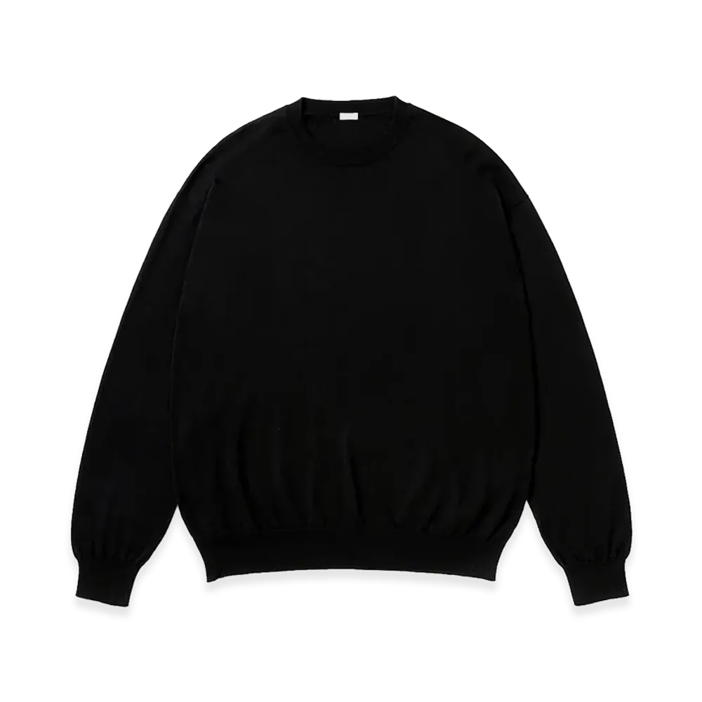 A.PRESSE Wool Cotton High Gauge Crewneck Sweater "Black"