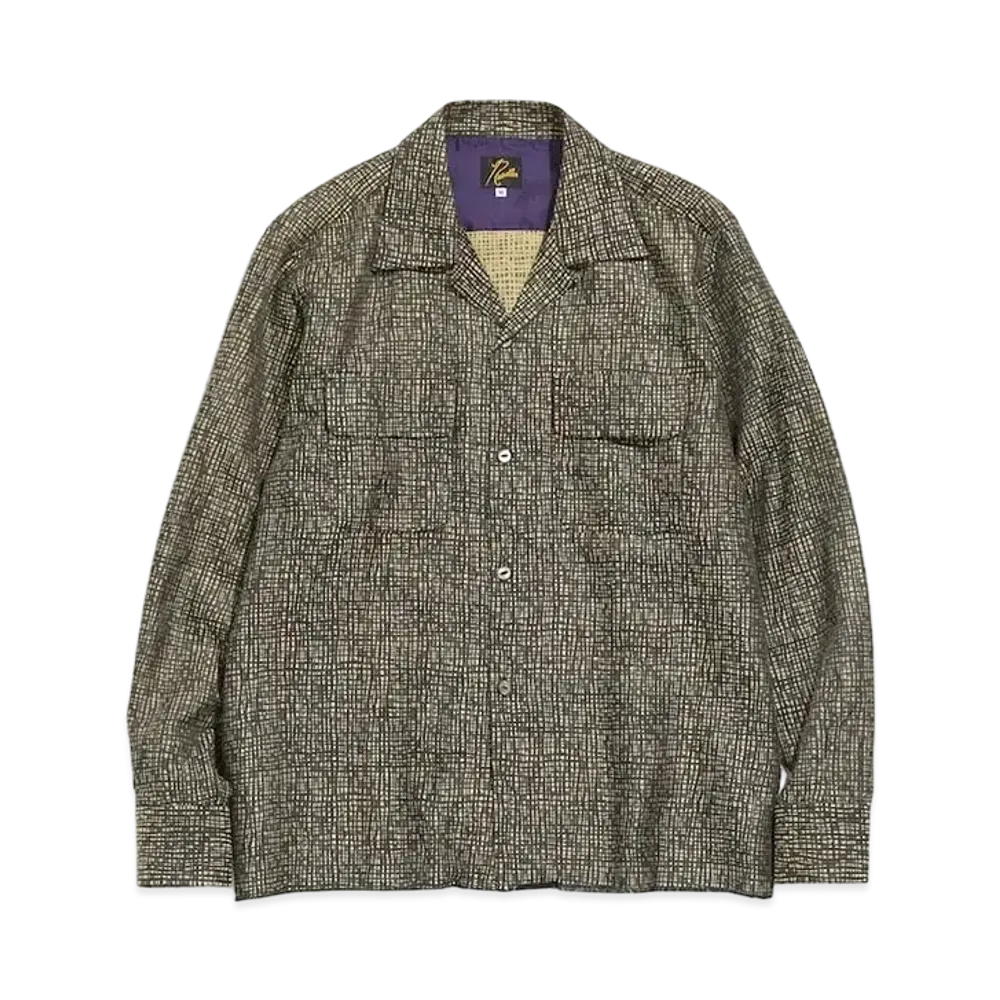 Needles C.O.B. CLASSIC SHIRT - PE/R/L RANDOM PLAID JQ. "Black/Khaki"