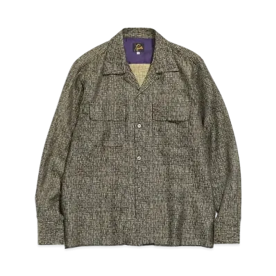 Needles C.O.B. CLASSIC SHIRT - PE/R/L RANDOM PLAID JQ. "Black/Khaki"