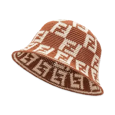 FENDI Cotton Cloche Hat "Brown"