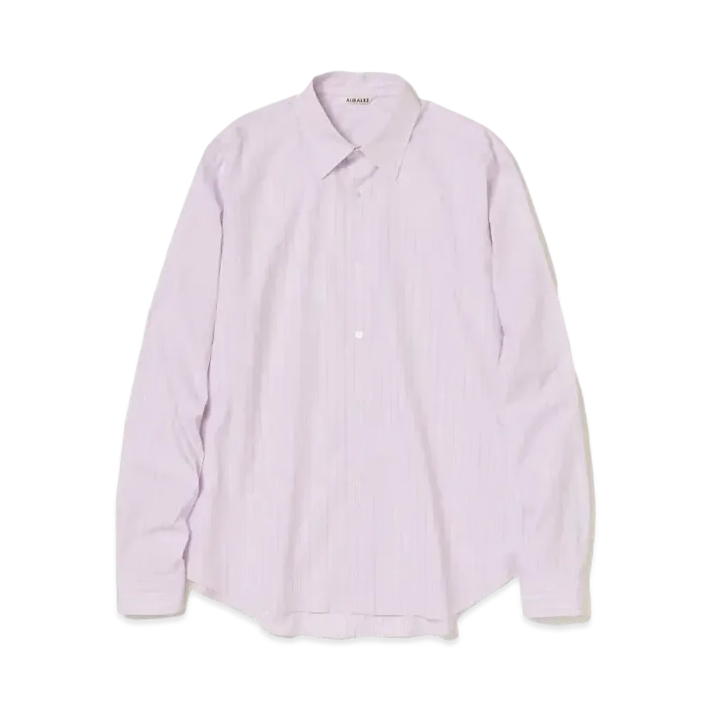 AURALEE Suvin High Count Cloth Stripe Shirt "Light Purple"