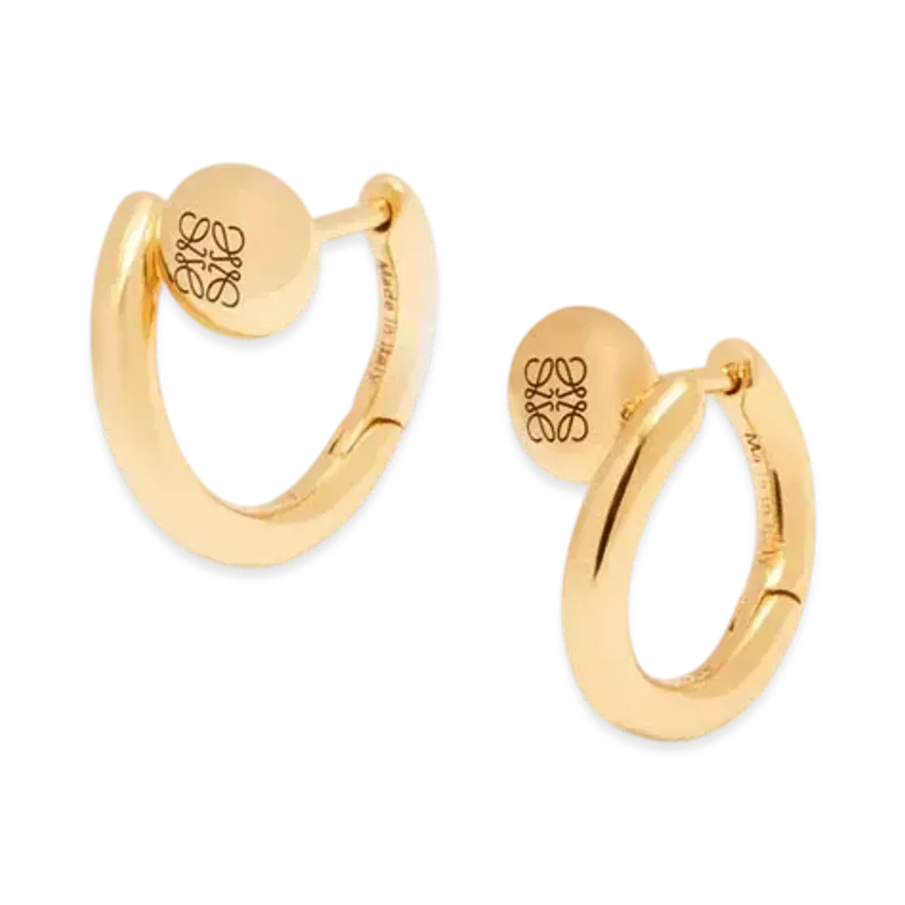 LOEWE Anagram Pebble Mini Hoop Earrings in Sterling Silver "Gold"