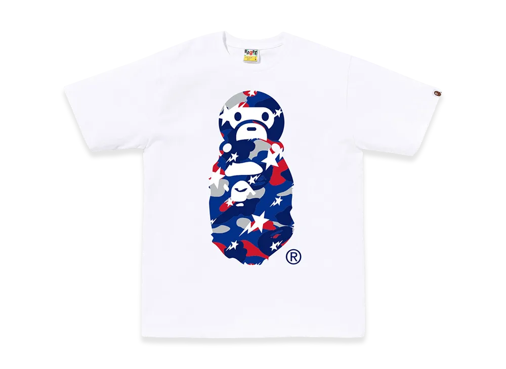 A BATHING APE Sta Strike Camo Milo On Ape Head Tee "White/Blue"