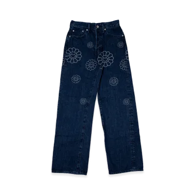 Takashi Murakami Flowers Jacquard Denim Pants "Blue"