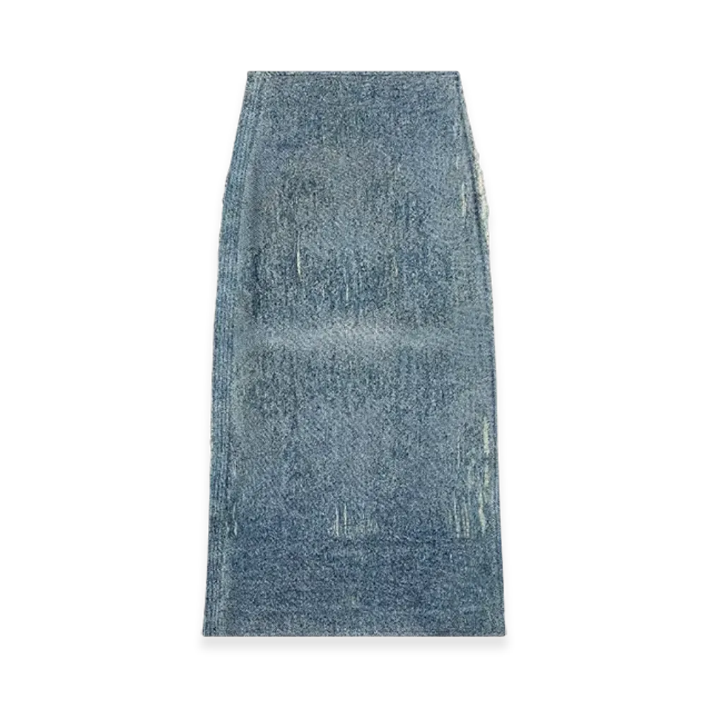 Diesel De-Megan-FSG Skirt In Ultra-Destroyed Jacquard Denim "Medium Blue"