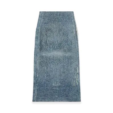 Diesel De-Megan-FSG Skirt In Ultra-Destroyed Jacquard Denim "Medium Blue"