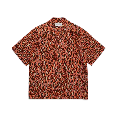 WACKO MARIA Leopard Open Collar Shirt "Orange"