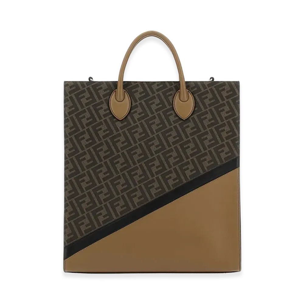FENDI Leather And Canvas Shopping Bag "Multicolor"
