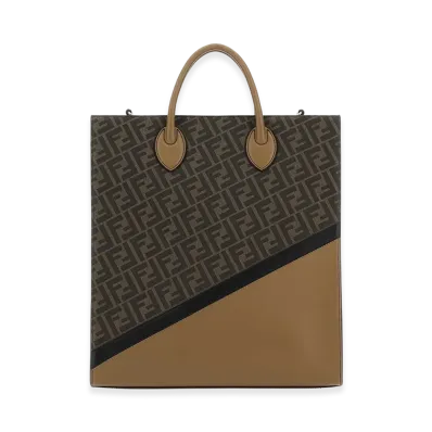 FENDI Leather And Canvas Shopping Bag "Multicolor"