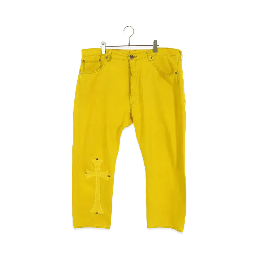Chrome Hearts x Levi's U VNTG JEAN Cross Patch Washed Denim Pants "Yellow"