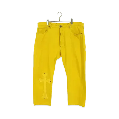 Chrome Hearts x Levi's U VNTG JEAN Cross Patch Washed Denim Pants "Yellow"